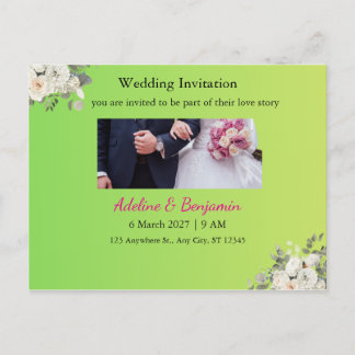 Postal de invitación a la boda romántica - Elegant