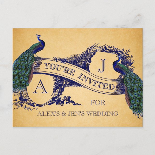 Postal de invitación a la boda vinícola Blue Peaco (Anverso)
