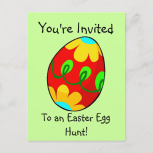 Postal de invitación a la caza de huevos de Pascua