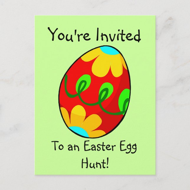 Postal de invitación a la caza de huevos de Pascua (Anverso)