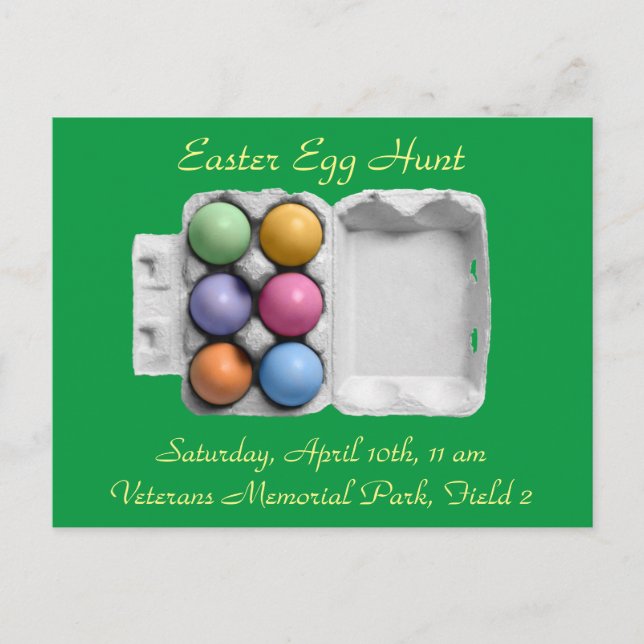 Postal de invitación a la caza de huevos de Pascua (Anverso)