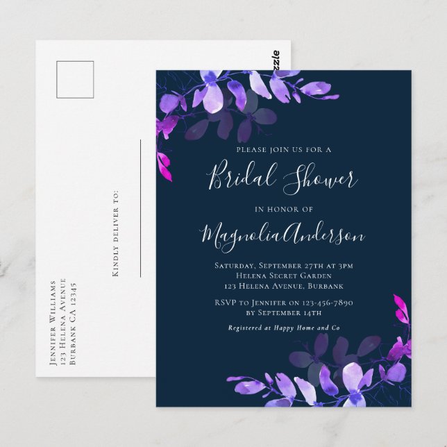 Postal de invitación a la ducha de novia Eucalyptu (Anverso / Reverso)