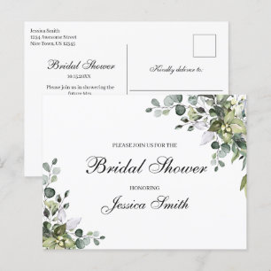 Postal de invitación a la ducha de novia Eucalyptu