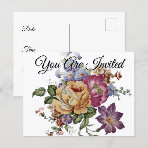Postal de invitación a la fantasía floral
