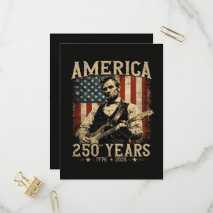 Postal De Invitación Abraham Lincoln tocando la guitarra el 4 de julio