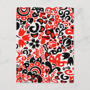 Postal De Invitación Abrupción del patrón floral del arte folklórico ét