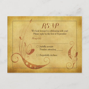 Postal De Invitación Abstracto de otoño vintage Boda floral RSVP Postca