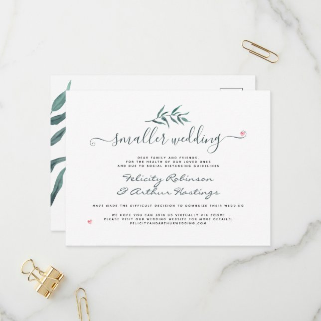 Postal De Invitación Actualización de la letra de la boda más pequeña b (Anverso/Reverso In Situ)