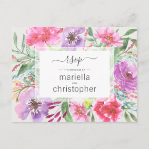 Postal De Invitación Acuarela botánica floreciente que casa RSVP