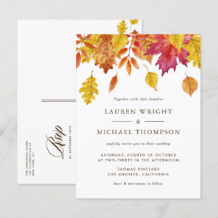 Postal De Invitación Acuarela Cae Sale del Boda de otoño