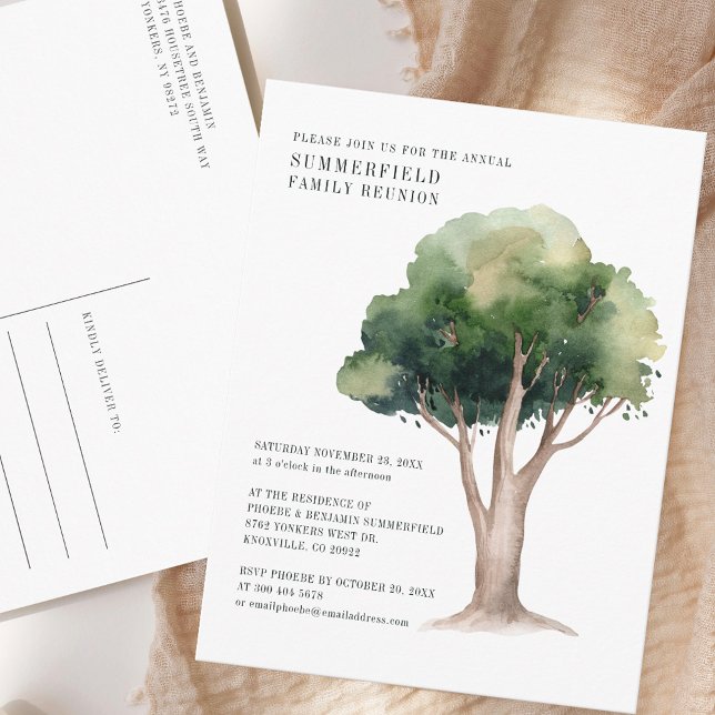 Postal De Invitación Acuarela de Reunión Familiar anual (Family Reunion Watercolor Annual Invitation Postcard)