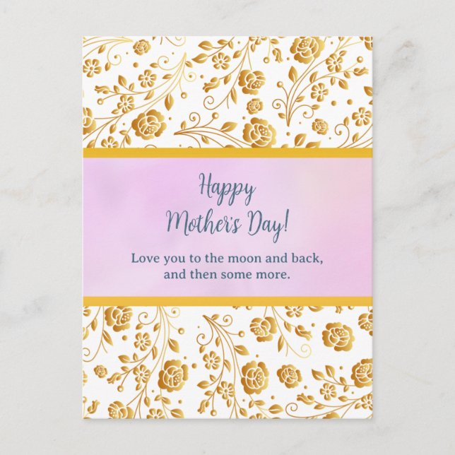 Postal De Invitación Acuarela Floral Elegante para Día de la Madre (Anverso)