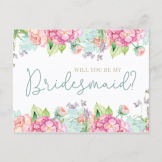 Postal De Invitación Acuarela Floral ¿Serás Mi Novia?