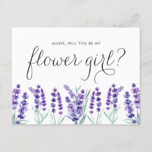Postal De Invitación Acuarela Lavanda ¿Serás Mi Dama de Flores?