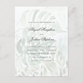 Postal De Invitación Acuarela Monstera Tropical deja Boda de verano
