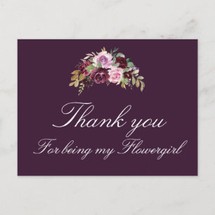 Postal De Invitación acuarela morado floral floral floral niña gracias 
