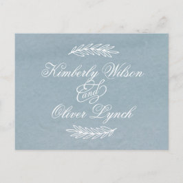 Postal De Invitación Acuarela Rusa Dusty Blue Nature Leafy Boda