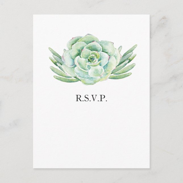 Postal De Invitación acuarela suculenta boda rsvp (Anverso)