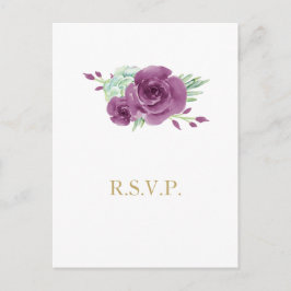 Postal De Invitación acuarela suculenta rosas de ciruela boda rsvp