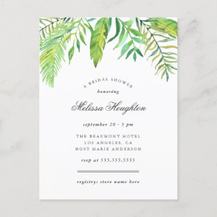 Postal De Invitación Acuarela tropical deja ducha de novias de verano