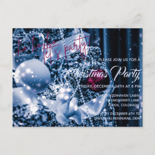 Postal De Invitación Adorno de Purpurina Plateado y Magenta para Fiesta