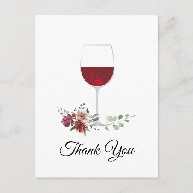 Postal De Invitación adulto, carta de agradecimiento al vino (Anverso)