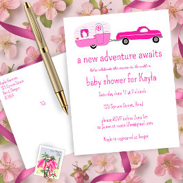 Postal De Invitación Adventure Awath Cute Truck & Trailer BABY SHOWER