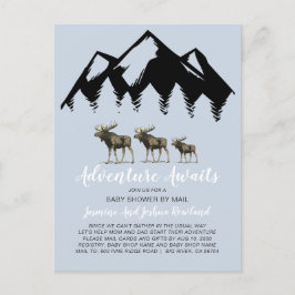 Postal De Invitación Adventure Awath Rustic Woodland Moose Baby Shower
