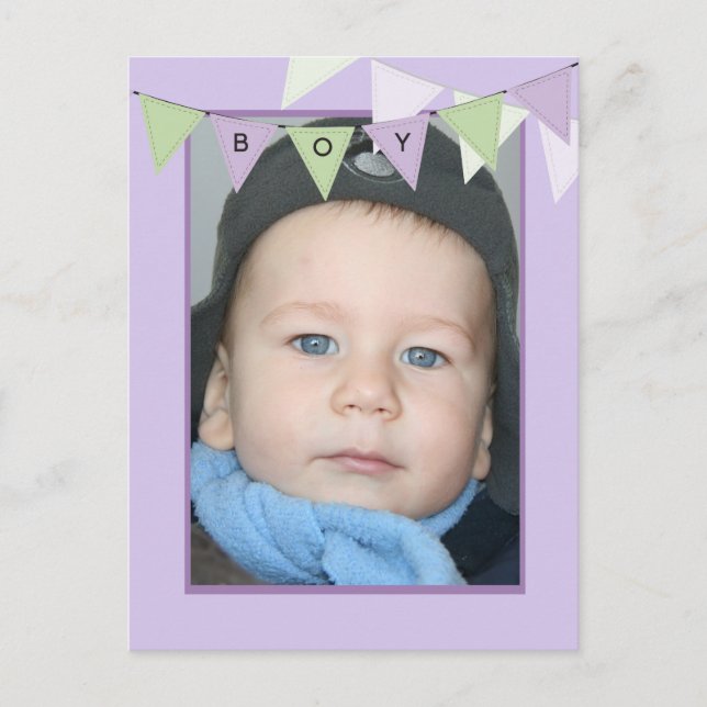 Postal De Invitación Affordable Bunting Boys Birthday Photo Party (Anverso)