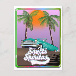 Postal De Invitación afiche de viaje de santiti espiritus Cuba.