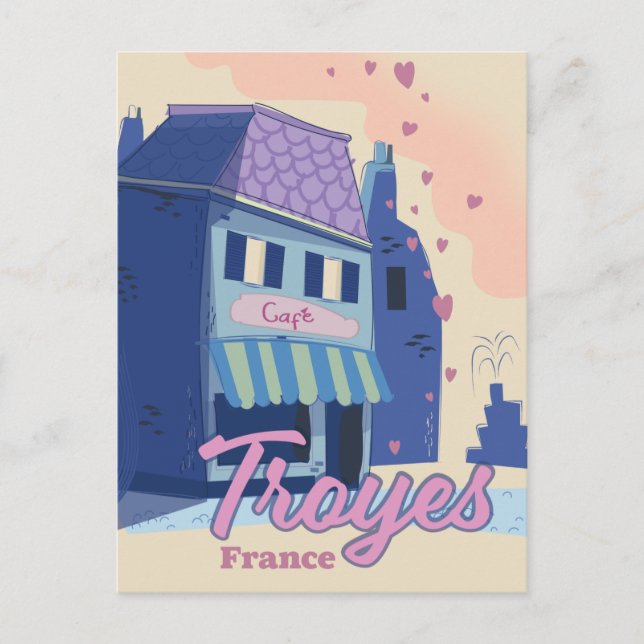 Postal De Invitación Afiche de viaje de Troyes Francia (Anverso)