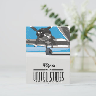 Postal De Invitación Afiche de viaje de vuelo a los Estados Unidos