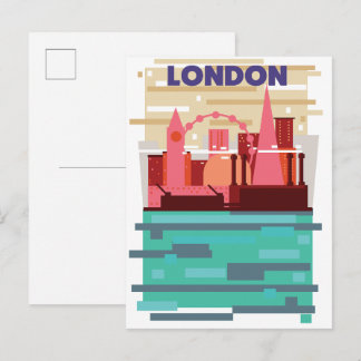 Postal De Invitación Afiche de viaje por el horizonte de Londres.