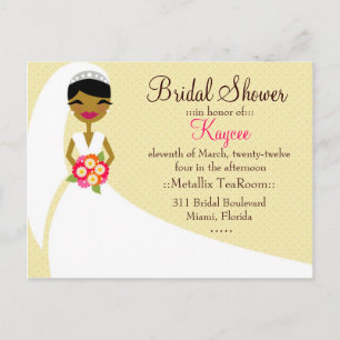 Postal De Invitación AFROAMERICANO de la NOVIA de 311-UPDO KAYCEE