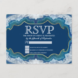 Postal De Invitación Agate Elegant Bonito Blue Geode Pattern