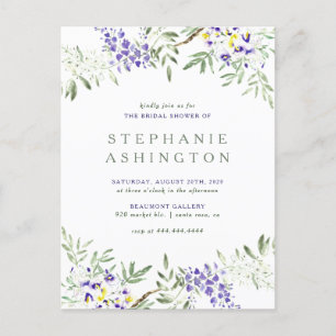 Postal De Invitación Aguas moradas Wisteria Ducha Bridal