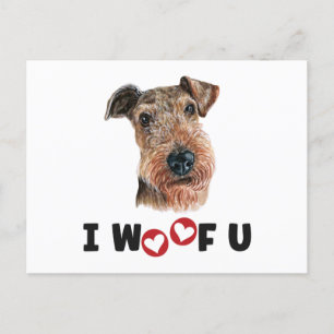 Postal De Invitación Airdale Terrier Dog I Woof You