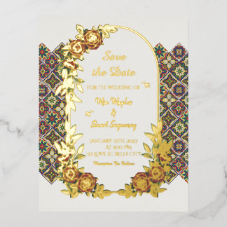 Postal de invitación al Relieve metalizado Casamie