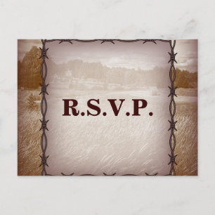 Postal De Invitación alambre de púas respuesta de boda del país occiden