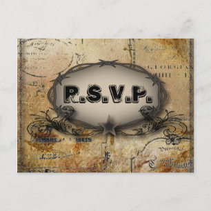 Postal De Invitación alambre de púas rústico boda del vaquero del país