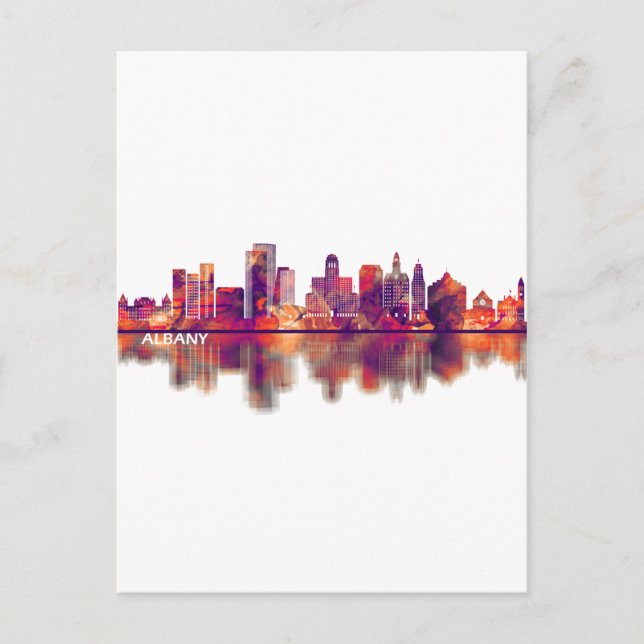 Postal De Invitación Albany New York Skyline (Anverso)
