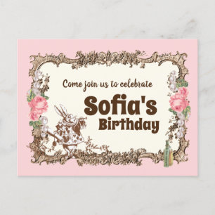 postal de invitación alice en wonderland