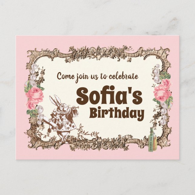 postal de invitación alice en wonderland (Anverso)