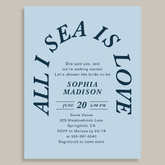 Postal De Invitación All I Sea Is Love Retro Arch Bridal Shower