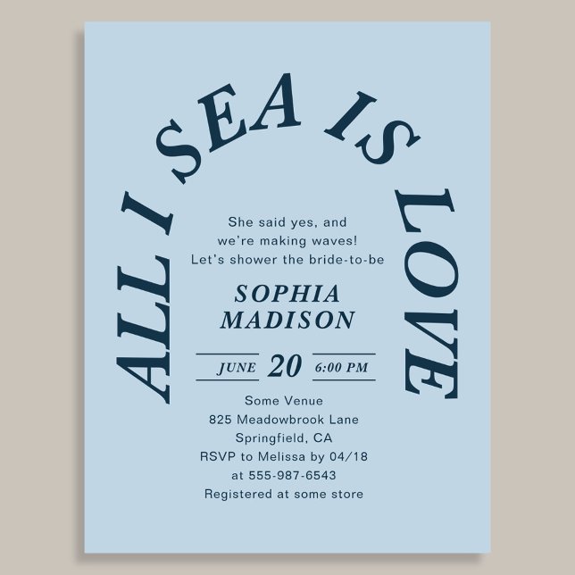 Postal De Invitación All I Sea Is Love Retro Arch Bridal Shower (Subido por el creador)