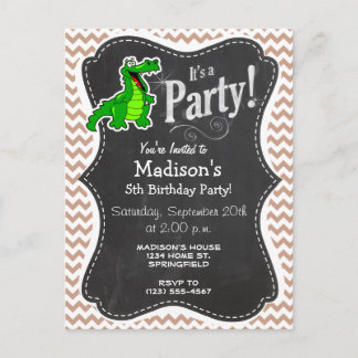 Postal De Invitación Alligador; Chevron Marrón