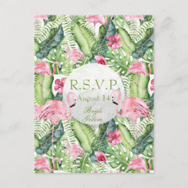 Postal De Invitación Aloha Flamingo Tropical Beach Wedding RSVP