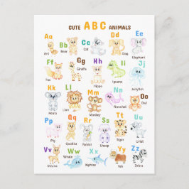 Postal De Invitación Alphabet Animal ABC Animales cutáneos
