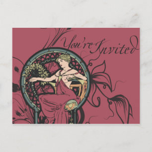 Postal De Invitación Alphonse Mucha Invita