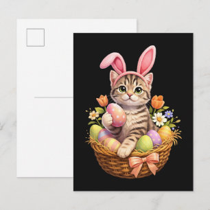Postal De Invitación Amantes de Gatitos Adorables Feliz Pascua Gato